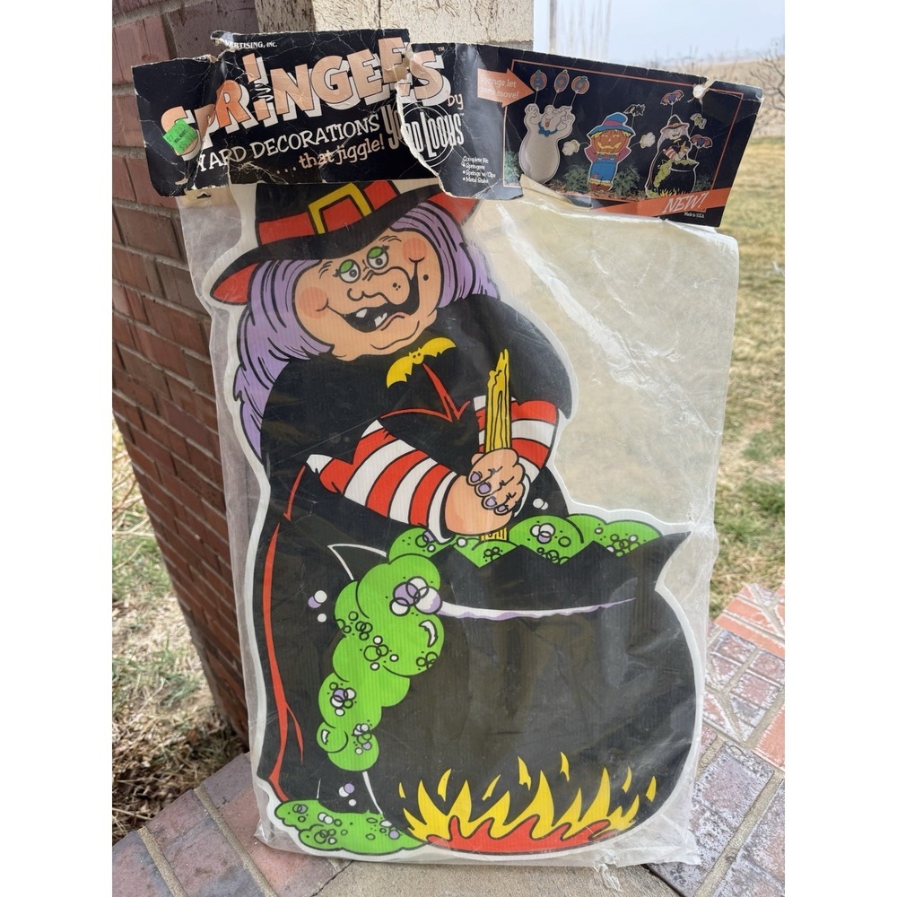 Vintage 1990's Impact Plastics Halloween Witch 25.5" Yard Decor Springees